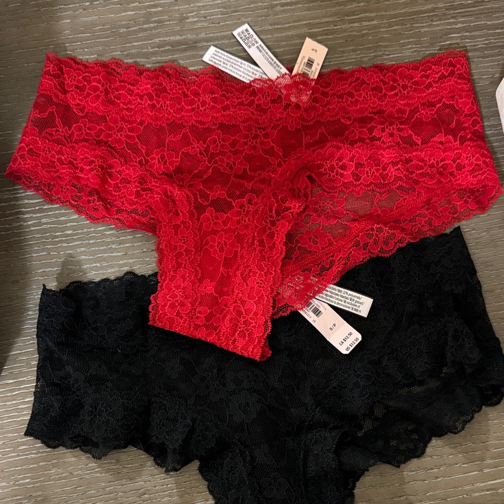 Victoria's Secret Red and Black Lace Panties